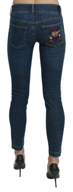 Dolce & Gabbana Blue Slim Fit Cropped Mid Waist Denim Jeans - Eljoys Fashion 