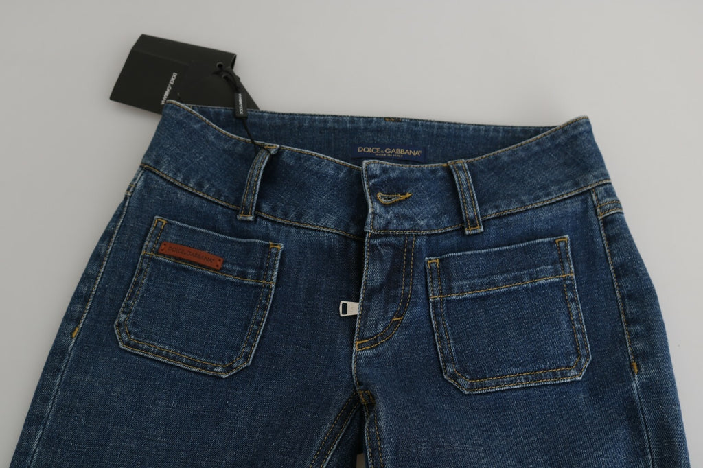 Dolce & Gabbana Blue Slim Fit Cropped Mid Waist Denim Jeans - Eljoys Fashion 