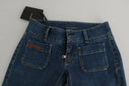 Dolce & Gabbana Blue Slim Fit Cropped Mid Waist Denim Jeans - Eljoys Fashion 