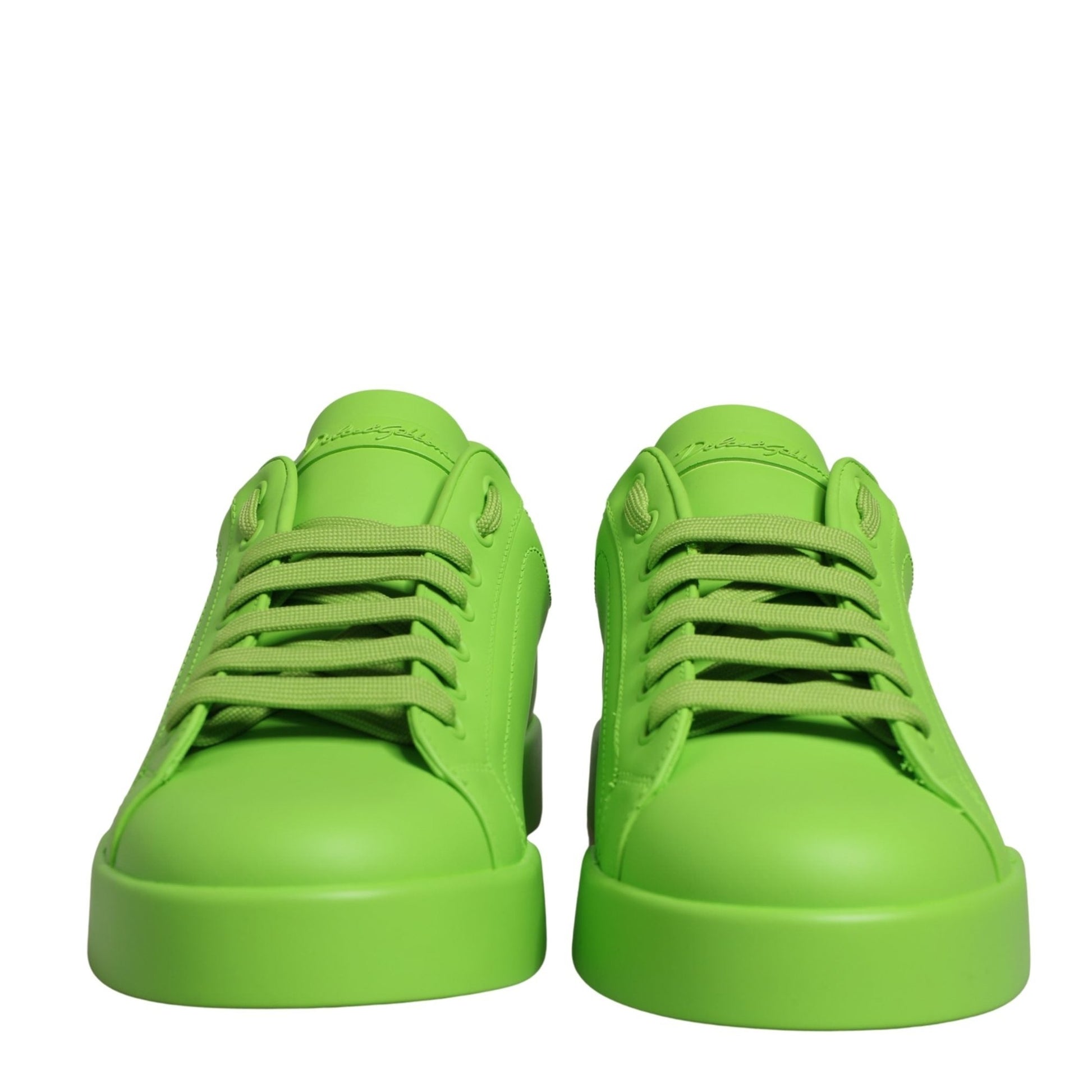 Dolce & Gabbana Green Leather Portofino Low Top Sneakers Shoes Dolce & Gabbana