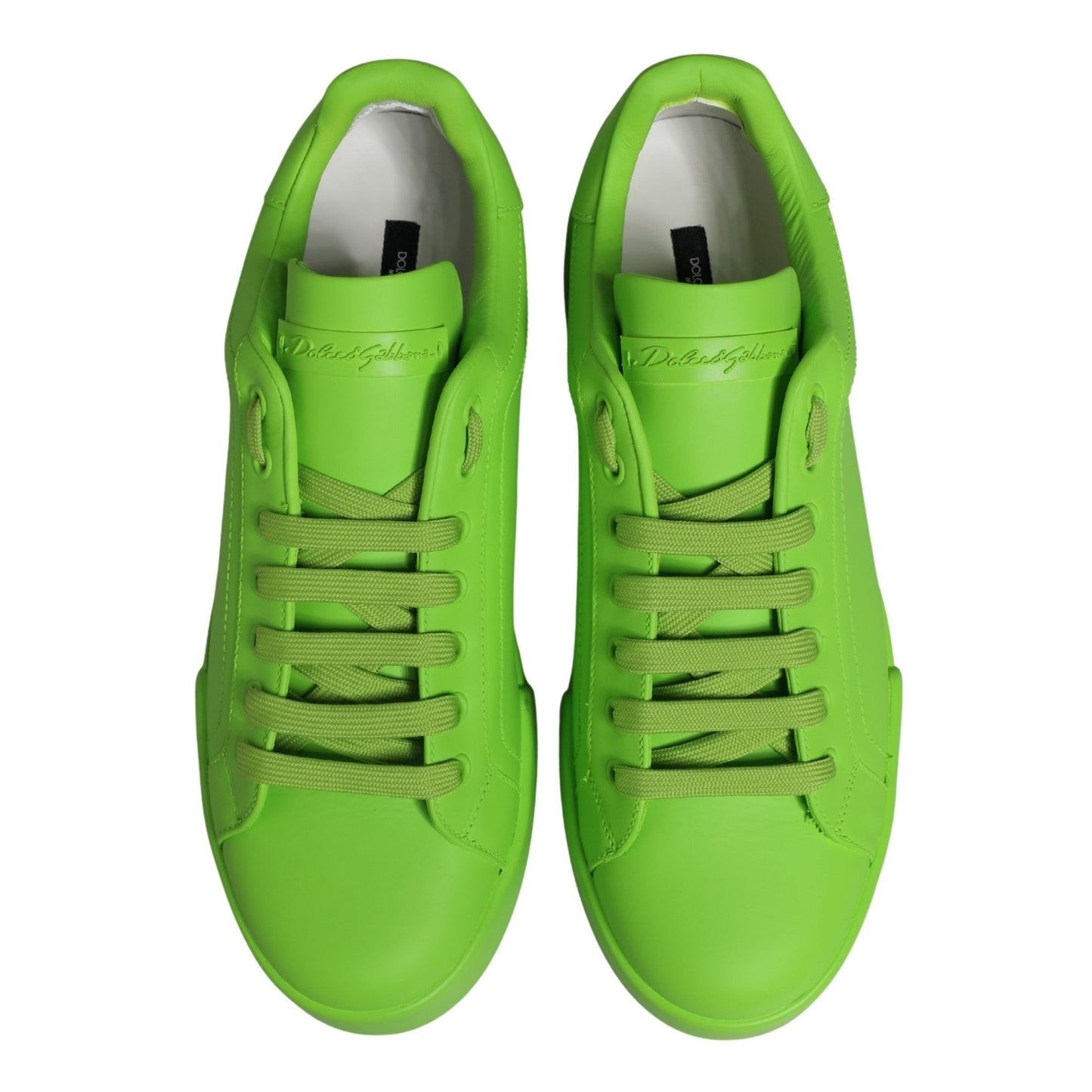 Dolce & Gabbana Green Leather Portofino Low Top Sneakers Shoes Dolce & Gabbana
