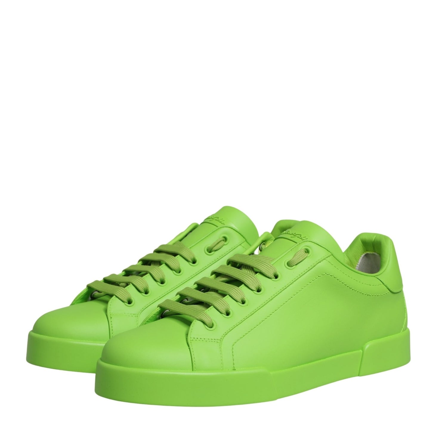 Dolce & Gabbana Green Leather Portofino Low Top Sneakers Shoes Dolce & Gabbana