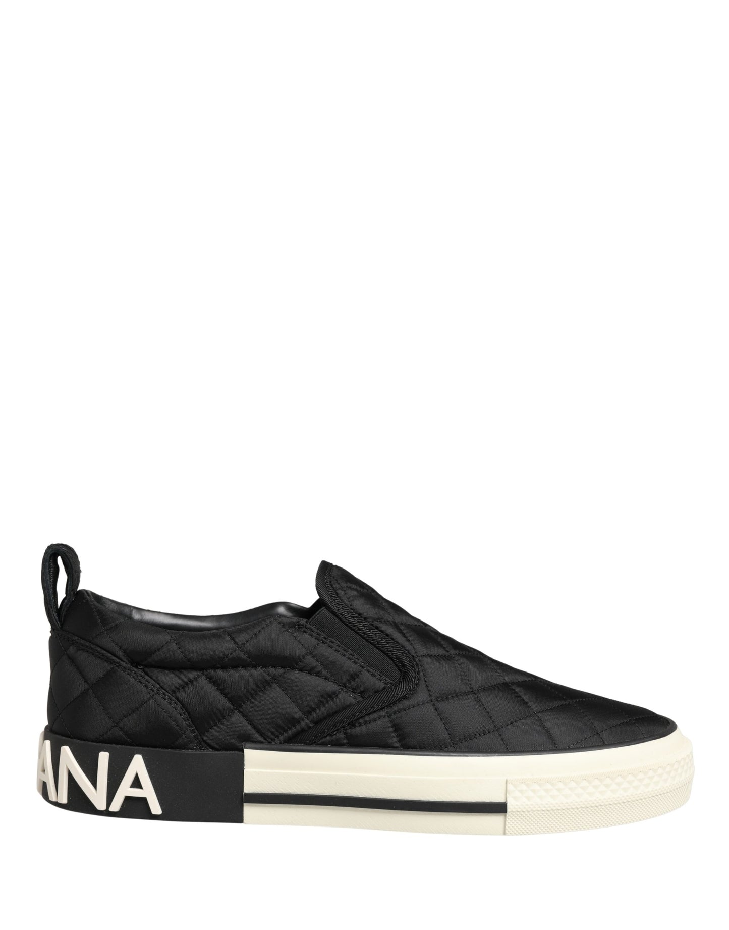 Dolce & Gabbana Black Quilted Slip On Low Top Sneakers Shoes Dolce & Gabbana
