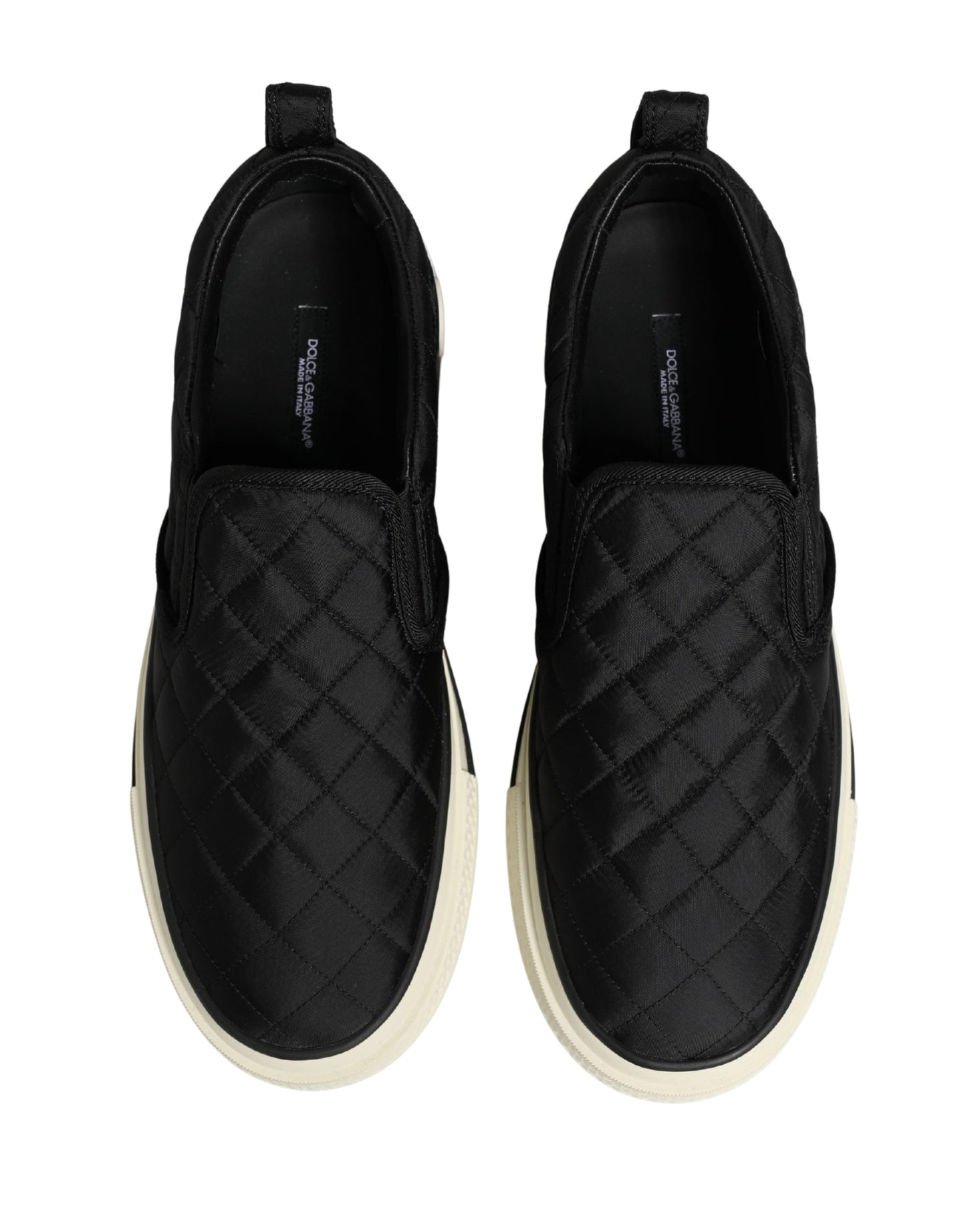 Dolce & Gabbana Black Quilted Slip On Low Top Sneakers Shoes Dolce & Gabbana