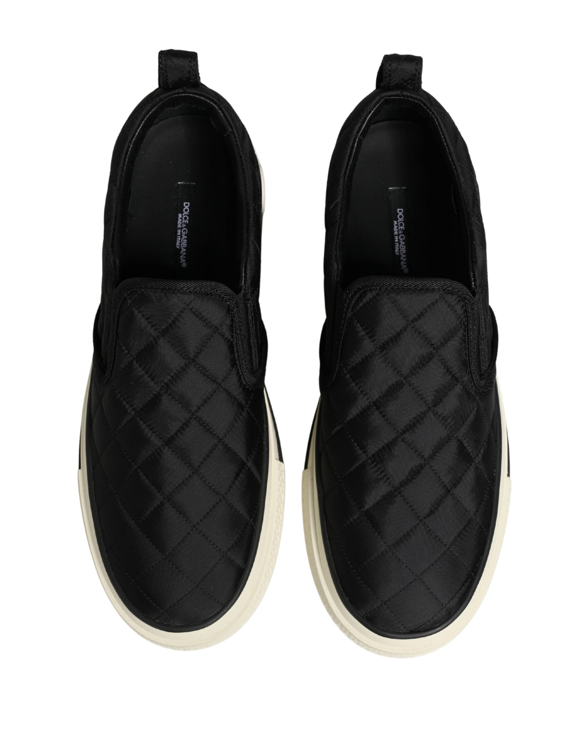 Dolce & Gabbana Black Quilted Slip On Low Top Sneakers Shoes Dolce & Gabbana