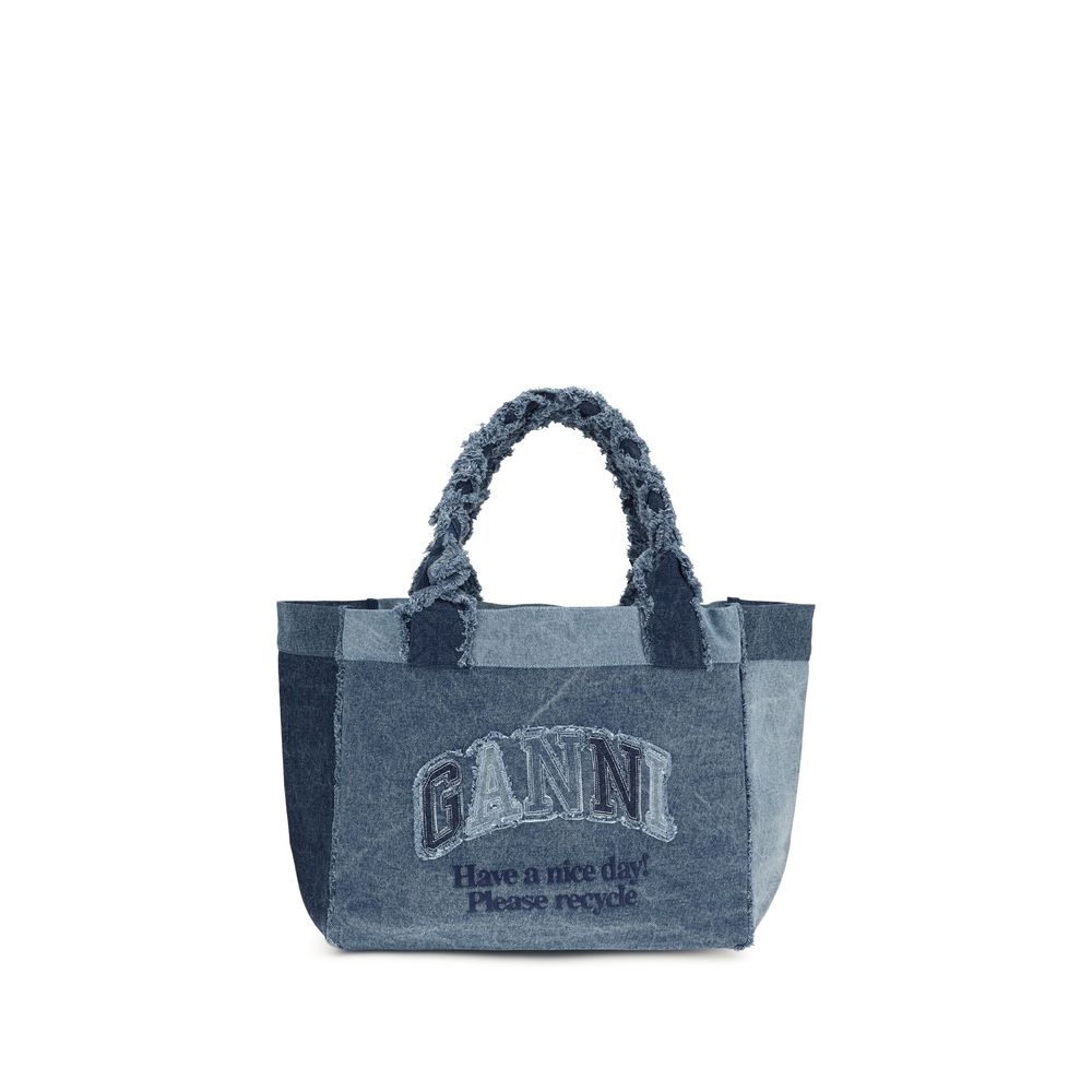 Ganni Blue Cotton Handbag Ganni