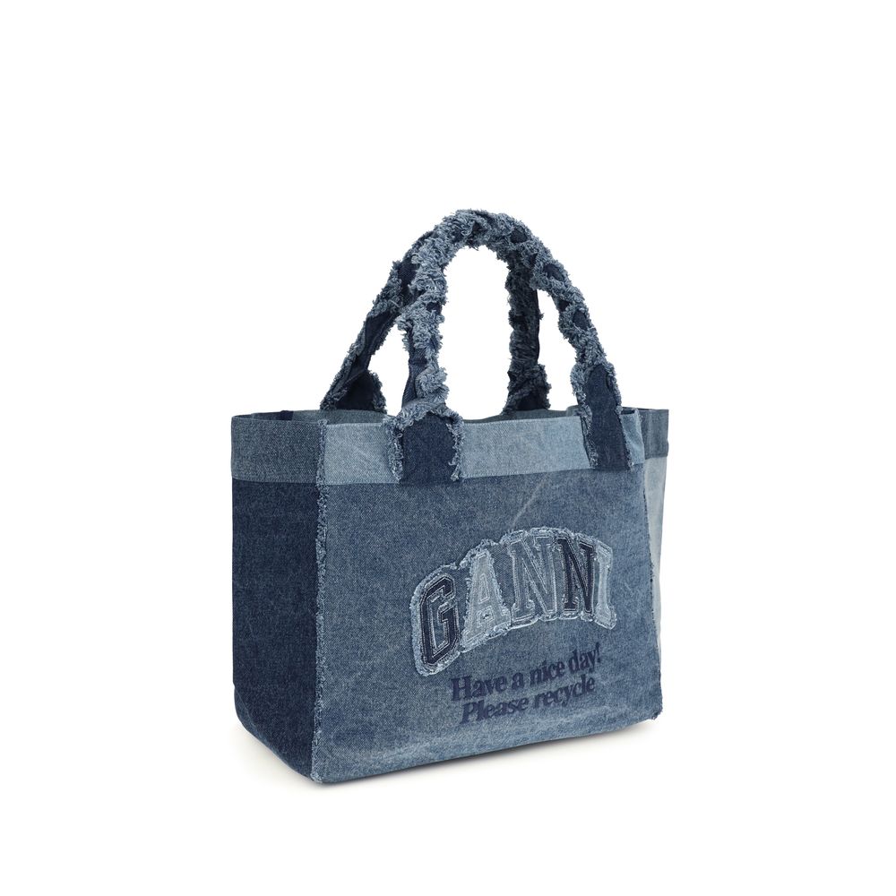 Ganni Blue Cotton Handbag Ganni