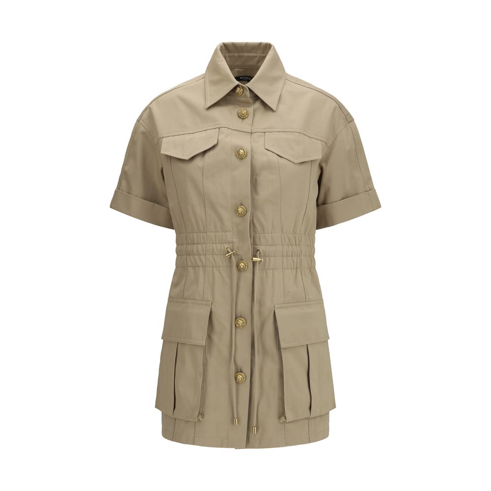 Balmain Beige Cotton Casual Dress Balmain