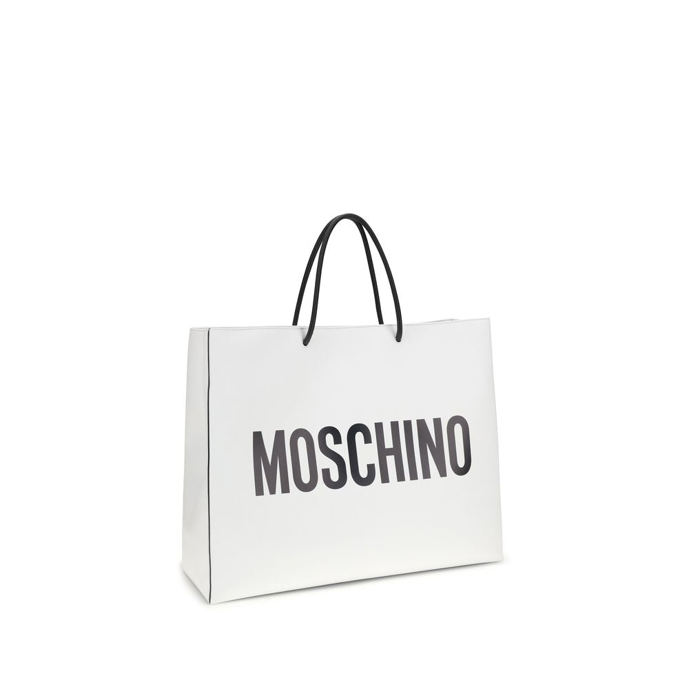 Moschino White Calf Leather Bos Taurus Handbag Moschino