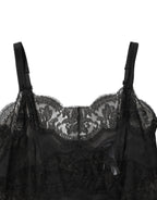 Dolce & Gabbana Black Silk Lace Slip Lingerie Chemise Sleepwear