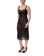Dolce & Gabbana Black Silk Lace Slip Lingerie Chemise Sleepwear