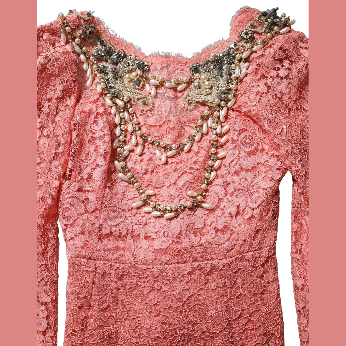 Dolce & Gabbana Pink Embellished Mermaid Lace Gown Dress