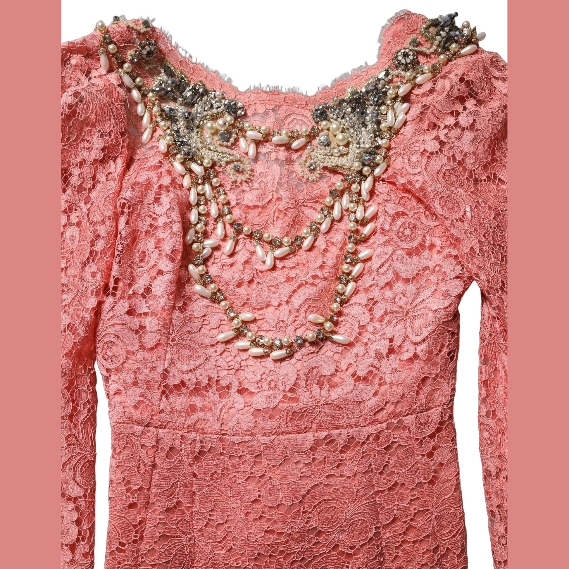 Dolce & Gabbana Pink Embellished Mermaid Lace Gown Dress