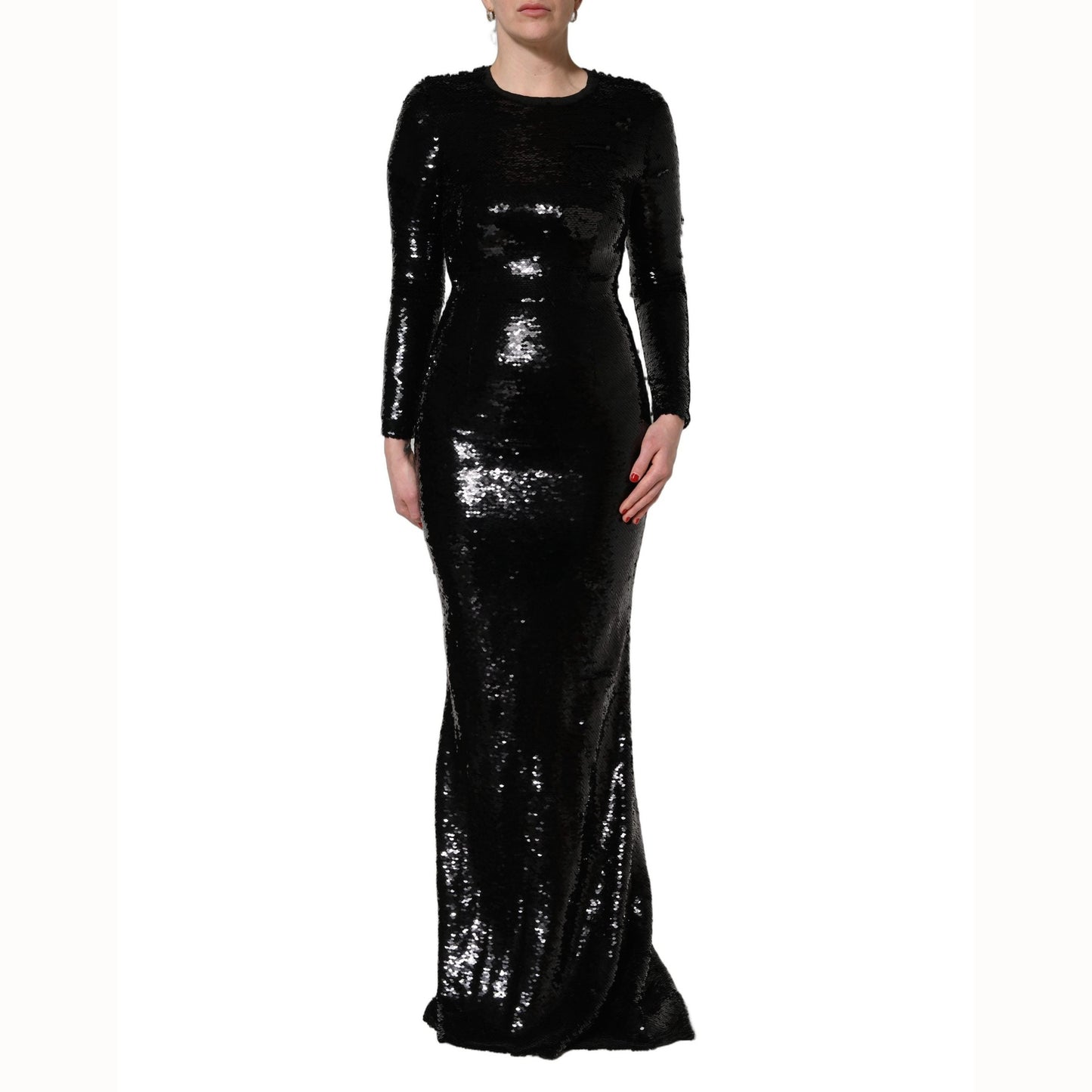 Dolce & Gabbana Black Bodycon Mermaid Sequinned Gown Dress