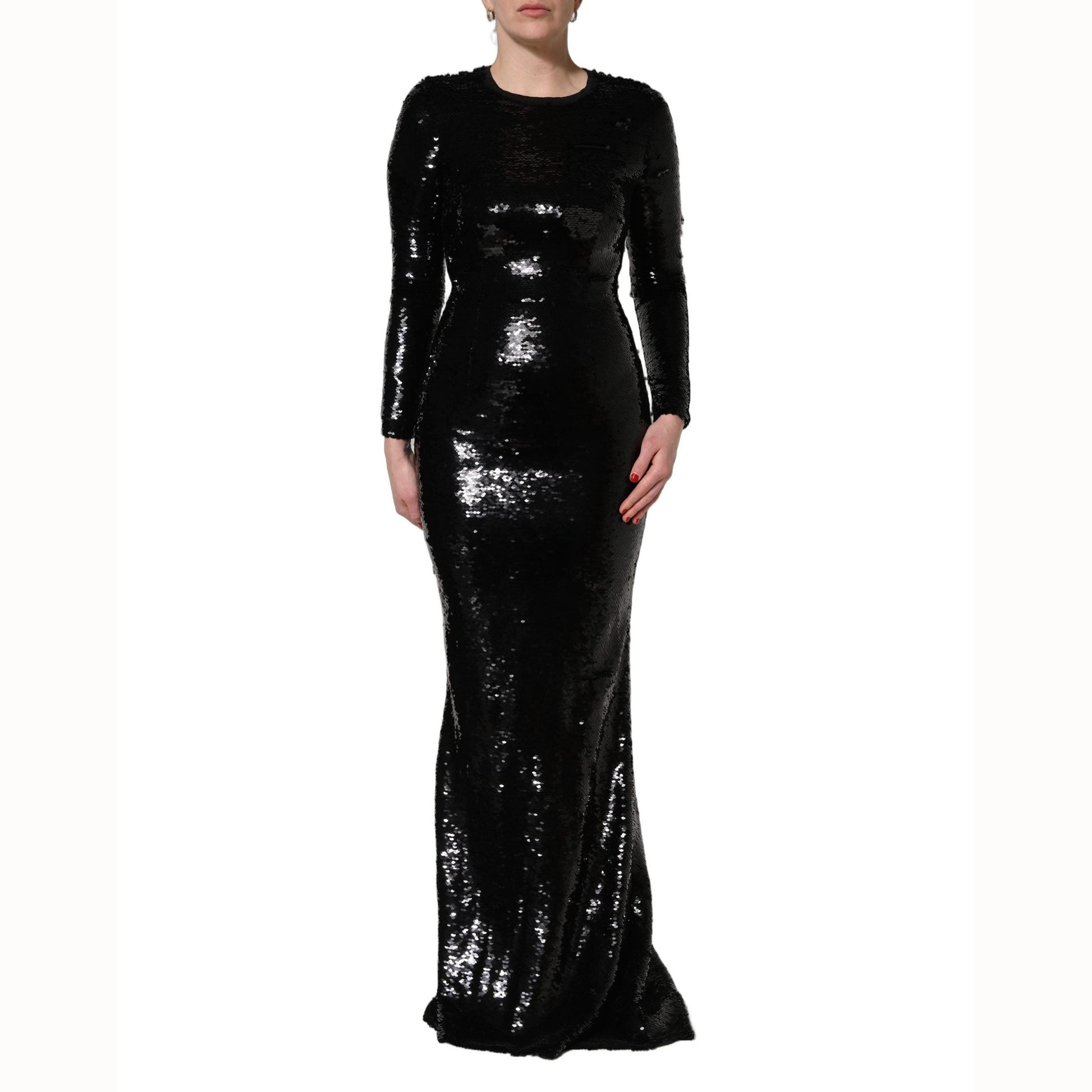 Dolce & Gabbana Black Bodycon Mermaid Sequinned Gown Dress