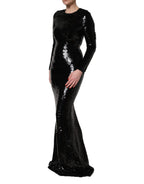 Dolce & Gabbana Black Bodycon Mermaid Sequinned Gown Dress