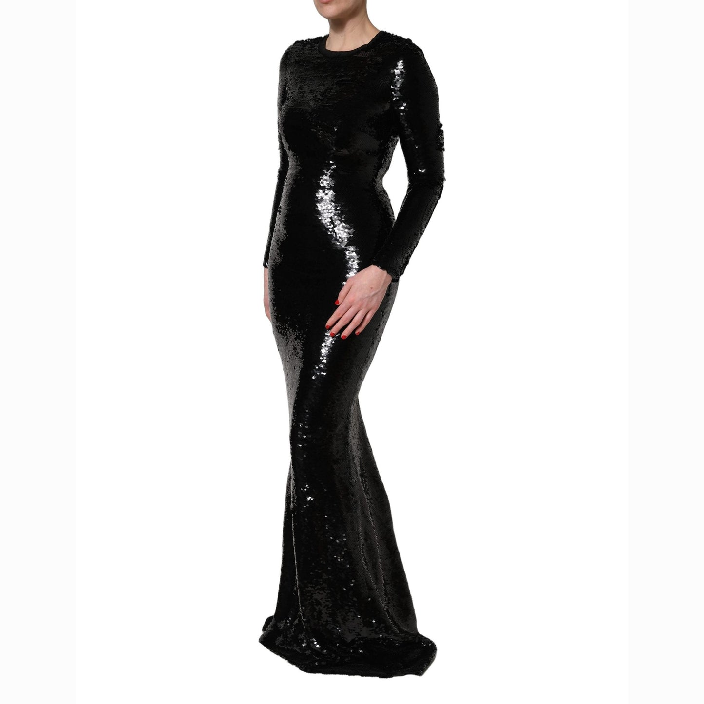 Dolce & Gabbana Black Bodycon Mermaid Sequinned Gown Dress