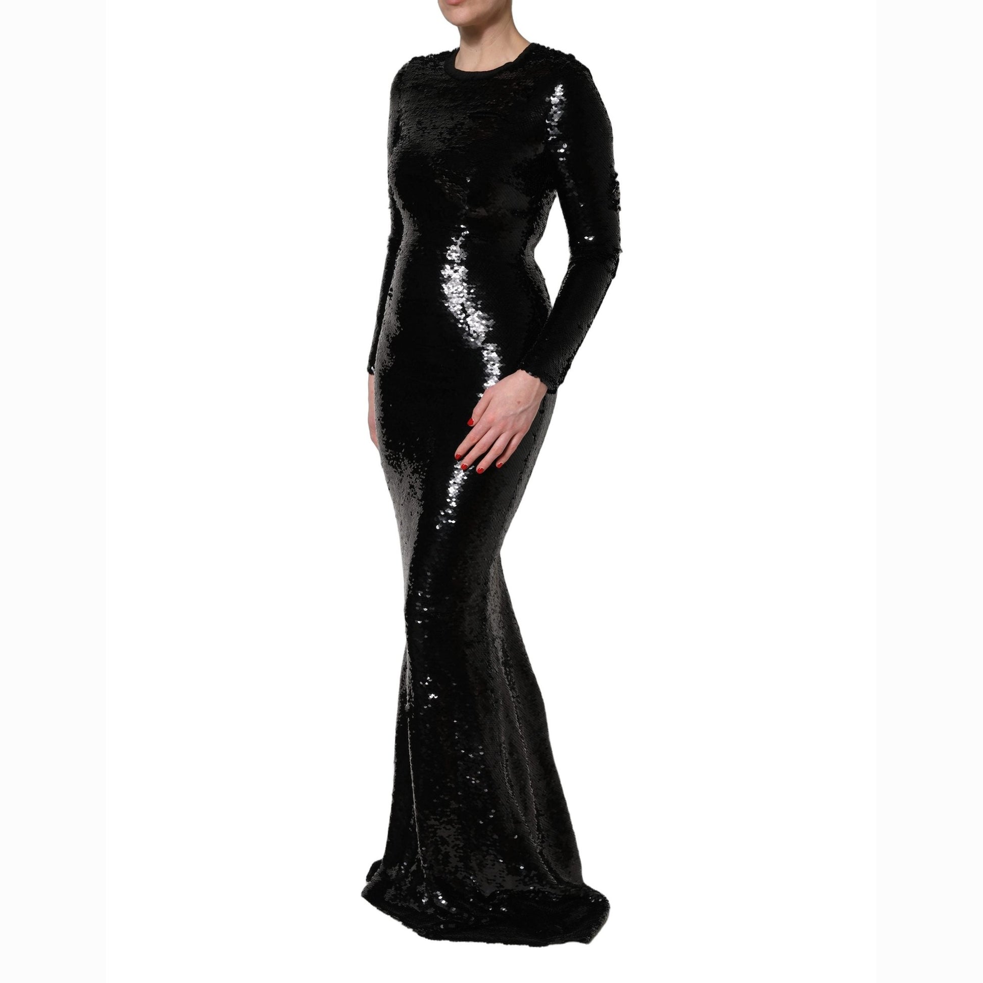 Dolce & Gabbana Black Bodycon Mermaid Sequinned Gown Dress