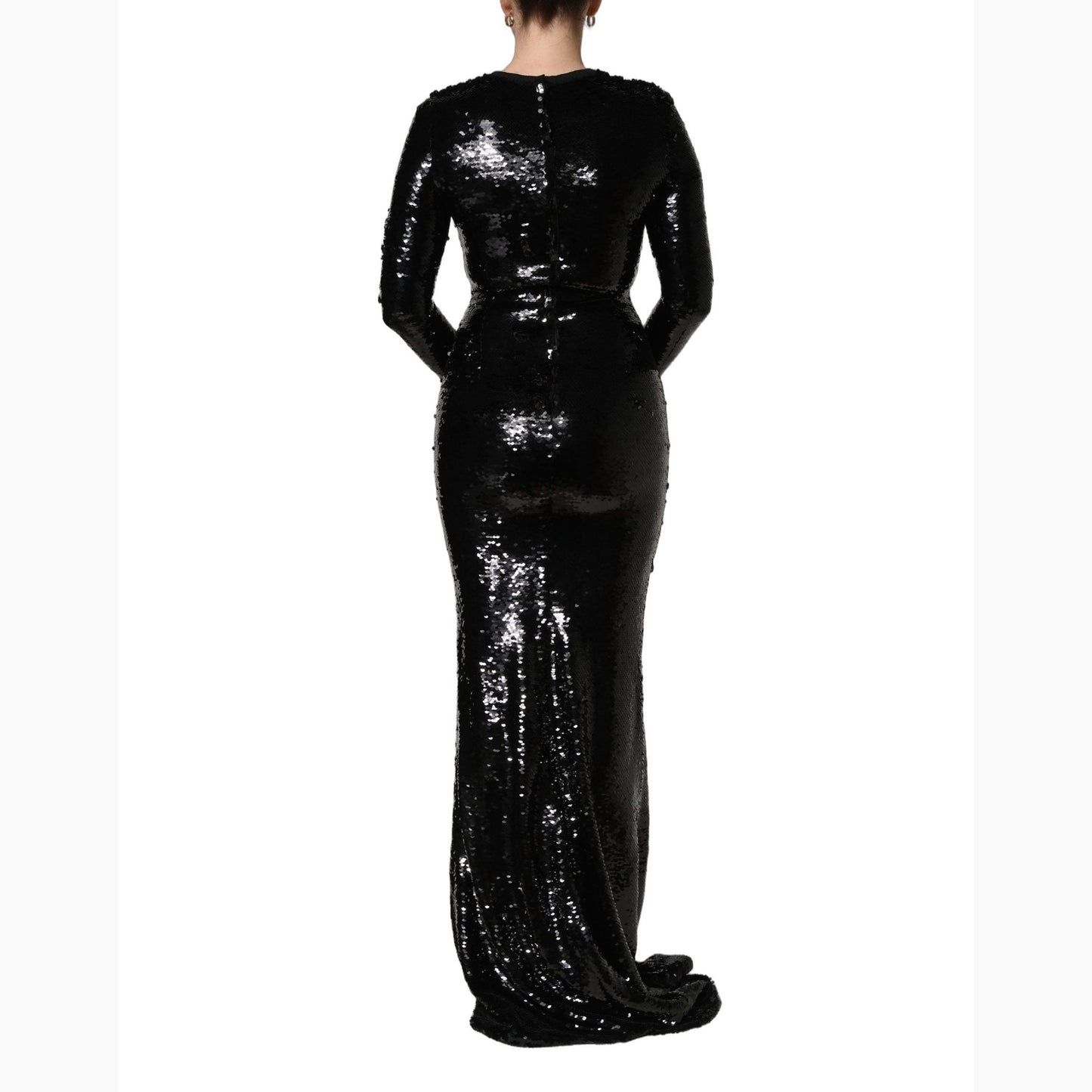 Dolce & Gabbana Black Bodycon Mermaid Sequinned Gown Dress