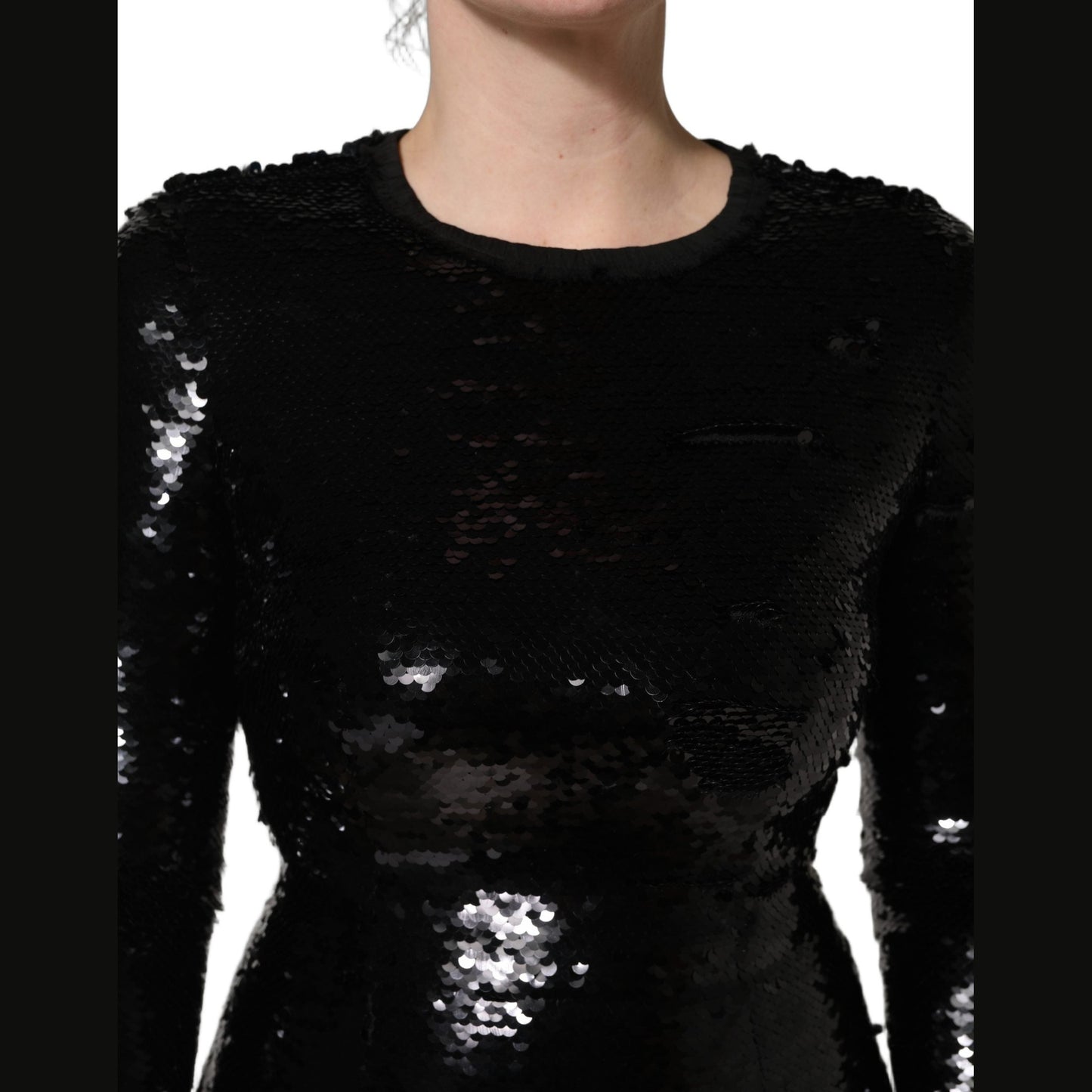 Dolce & Gabbana Black Bodycon Mermaid Sequinned Gown Dress