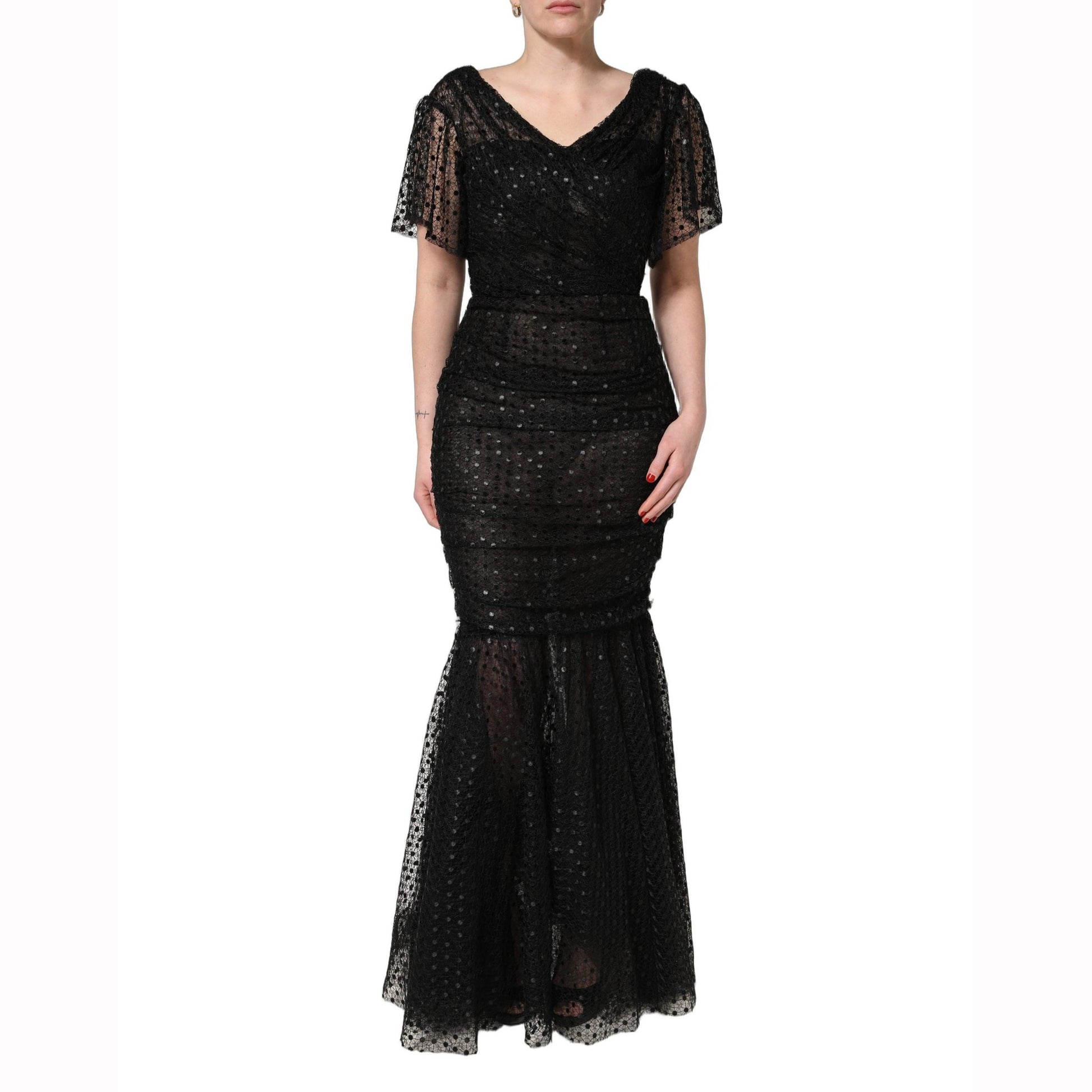 Dolce & Gabbana Black Sequinned Mermaid Evening Gown Dress