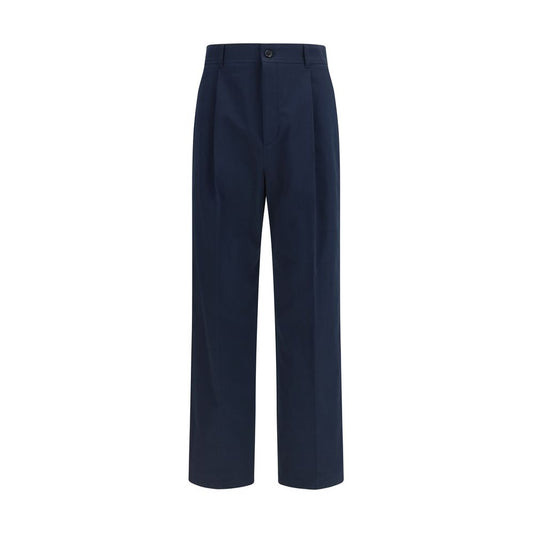 Valentino Garavani Blue Cotton Casual Pants Valentino Garavani