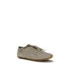 Balmain beige cotton athletic sneakers with sporty design and white soles, ideal for casual and active wear.