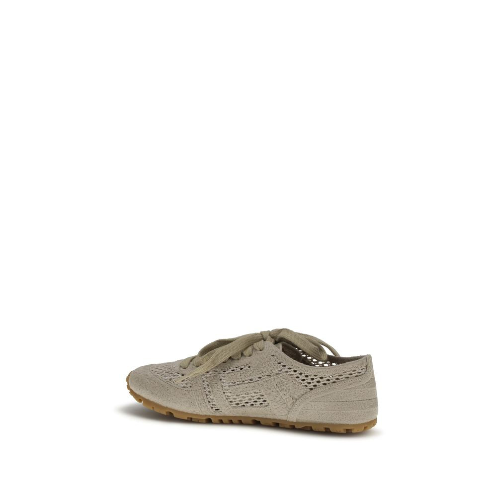 Balmain beige cotton athletic sneakers with white soles and minimalist design, casual footwear for active and everyday wear.
