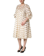 Dolce & Gabbana Ivory Fringe Layered Shift Midi Dress