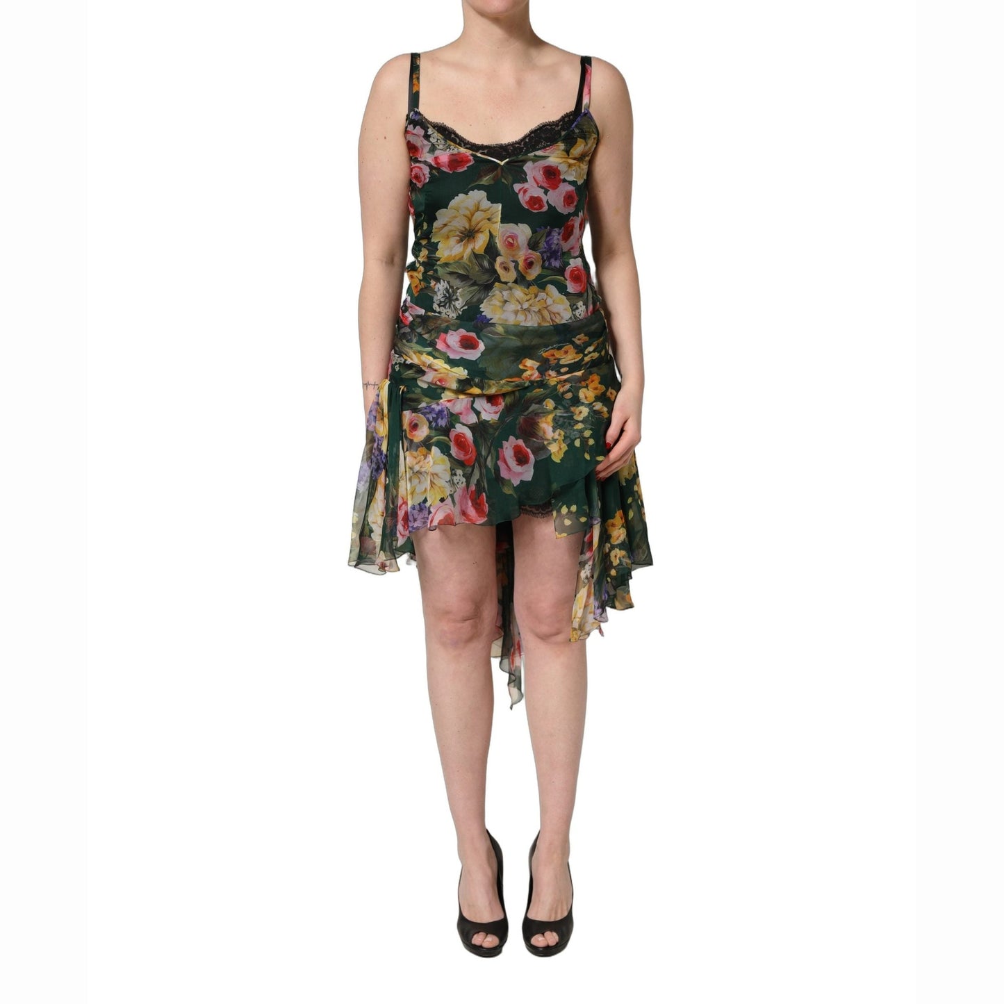 Dolce & Gabbana Multicolor Floral Print Sleeveless Mini Dress