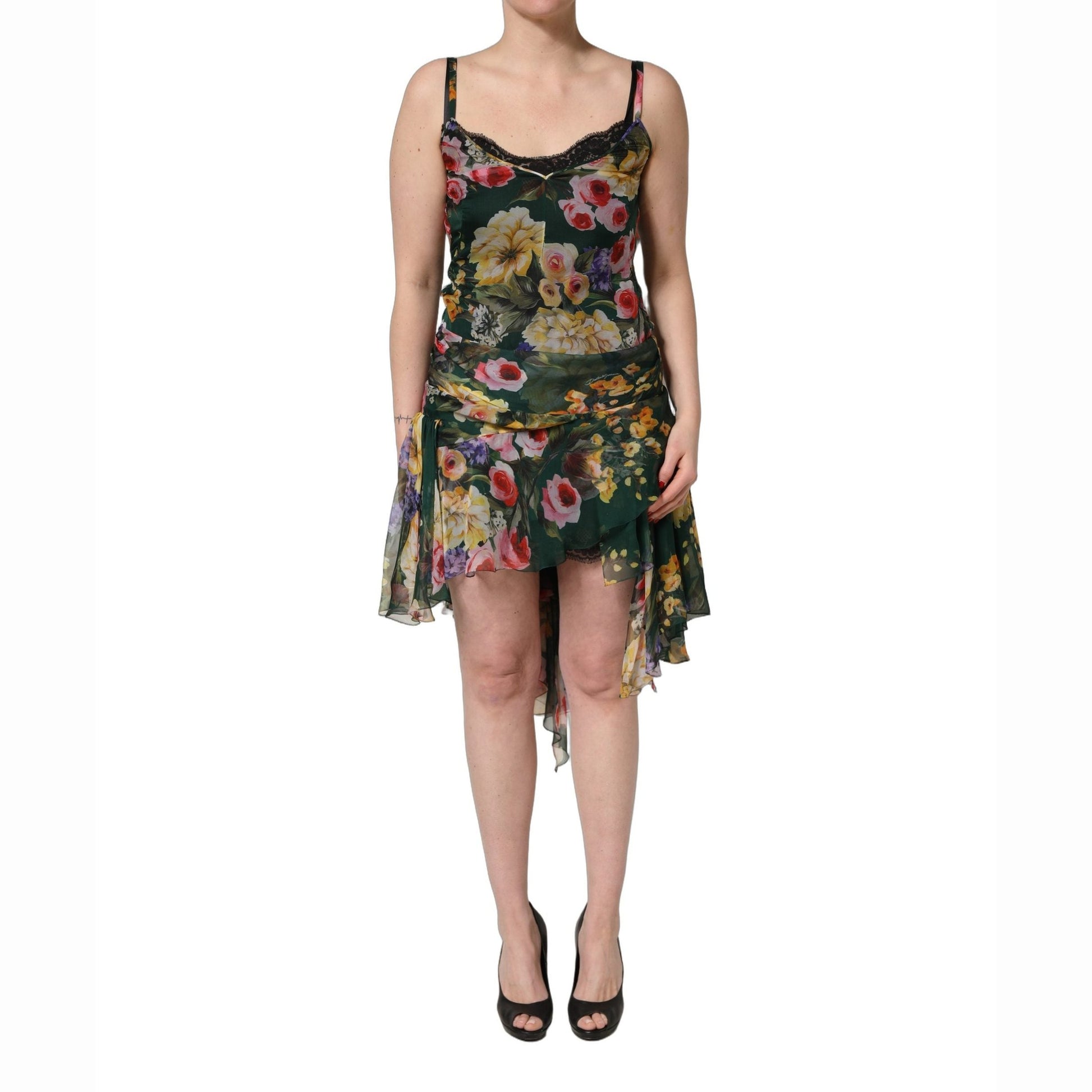 Dolce & Gabbana Multicolor Floral Print Sleeveless Mini Dress