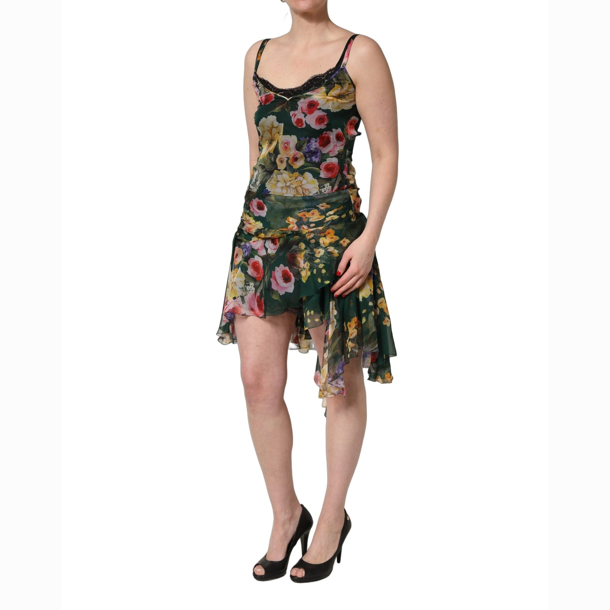 Dolce & Gabbana Multicolor Floral Print Sleeveless Mini Dress
