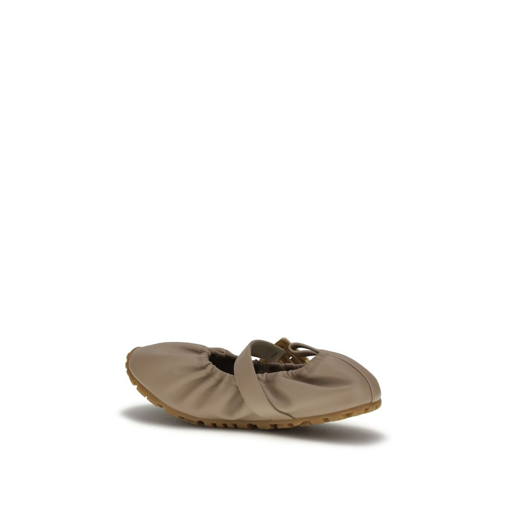 Balmain Beige Lamb Ovis Aries Aries Ballet Flats Balmain