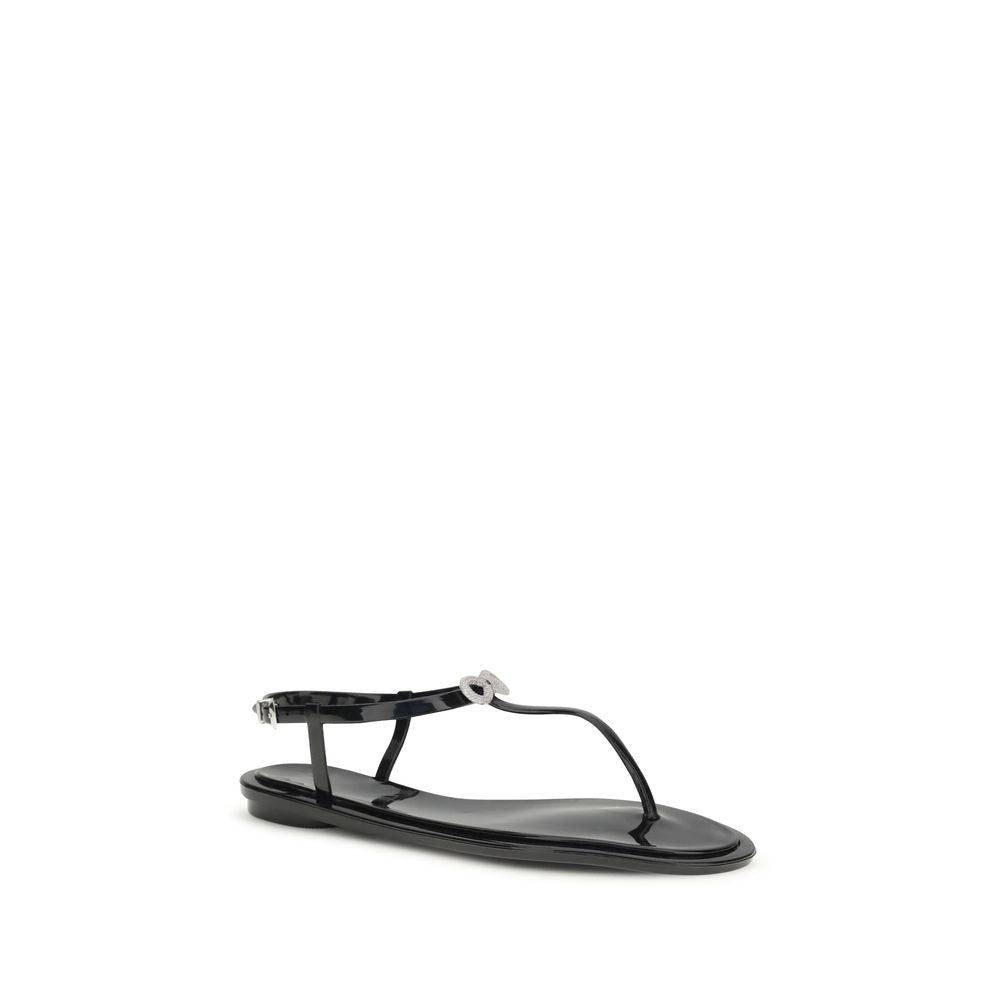 MACH & MACH Black Rubber Flat Sandals MACH & MACH