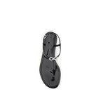 MACH & MACH Black Rubber Flat Sandals - Eljoys Fashion 