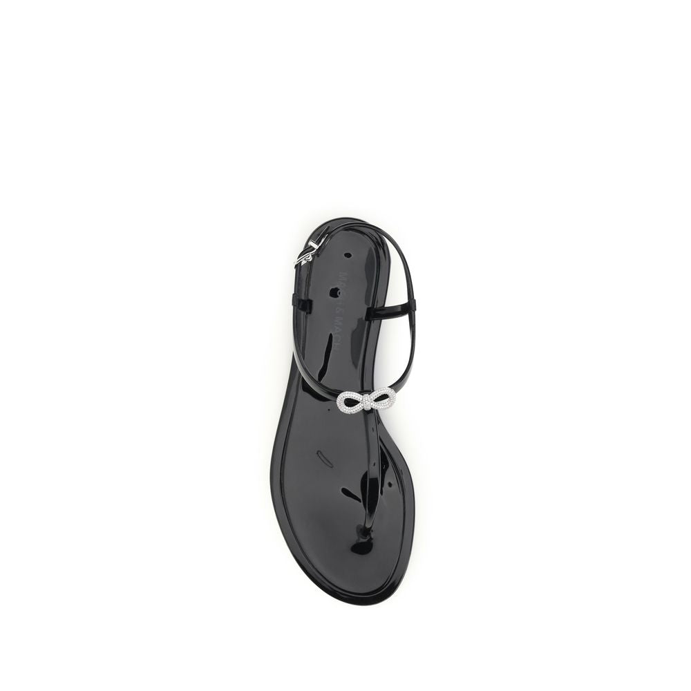 MACH & MACH Black Rubber Flat Sandals MACH & MACH