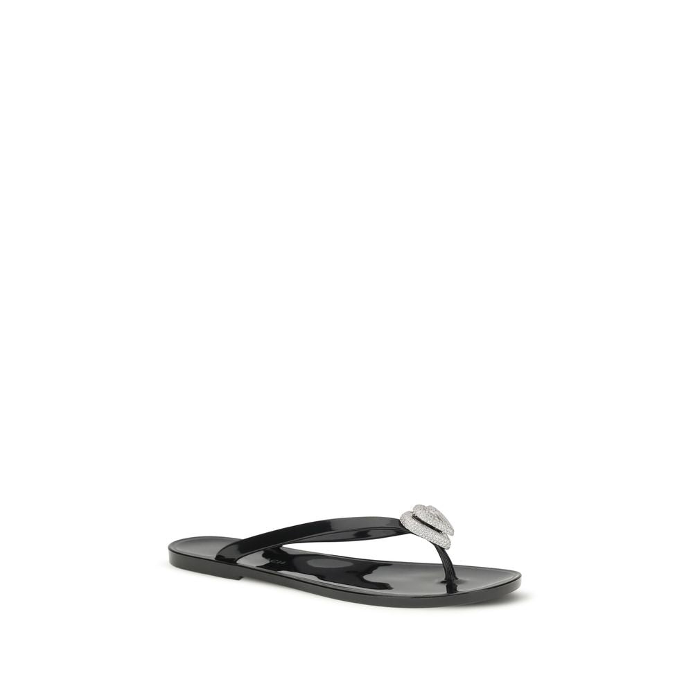 MACH & MACH Black Rubber Flat Sandals MACH & MACH