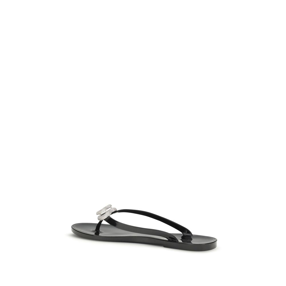 MACH & MACH Black Rubber Flat Sandals MACH & MACH