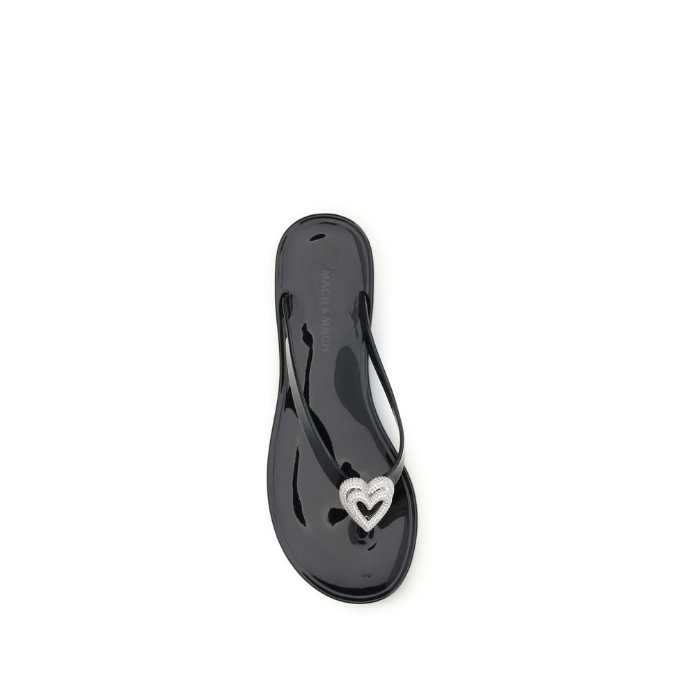 MACH & MACH Black Rubber Flat Sandals MACH & MACH