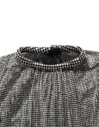 Dolce & Gabbana Silver Rhinestones Long Sleeves Bodysuit Mini Dress