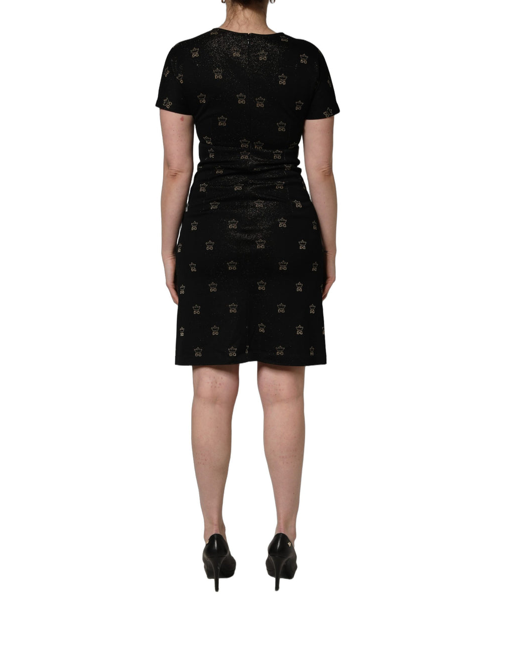 Dolce & Gabbana Black DG Crown Short-Sleeve Sheath Dress - Eljoys Fashion 