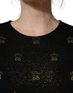 Dolce & Gabbana Black DG Crown Short-Sleeve Sheath Dress - Eljoys Fashion 