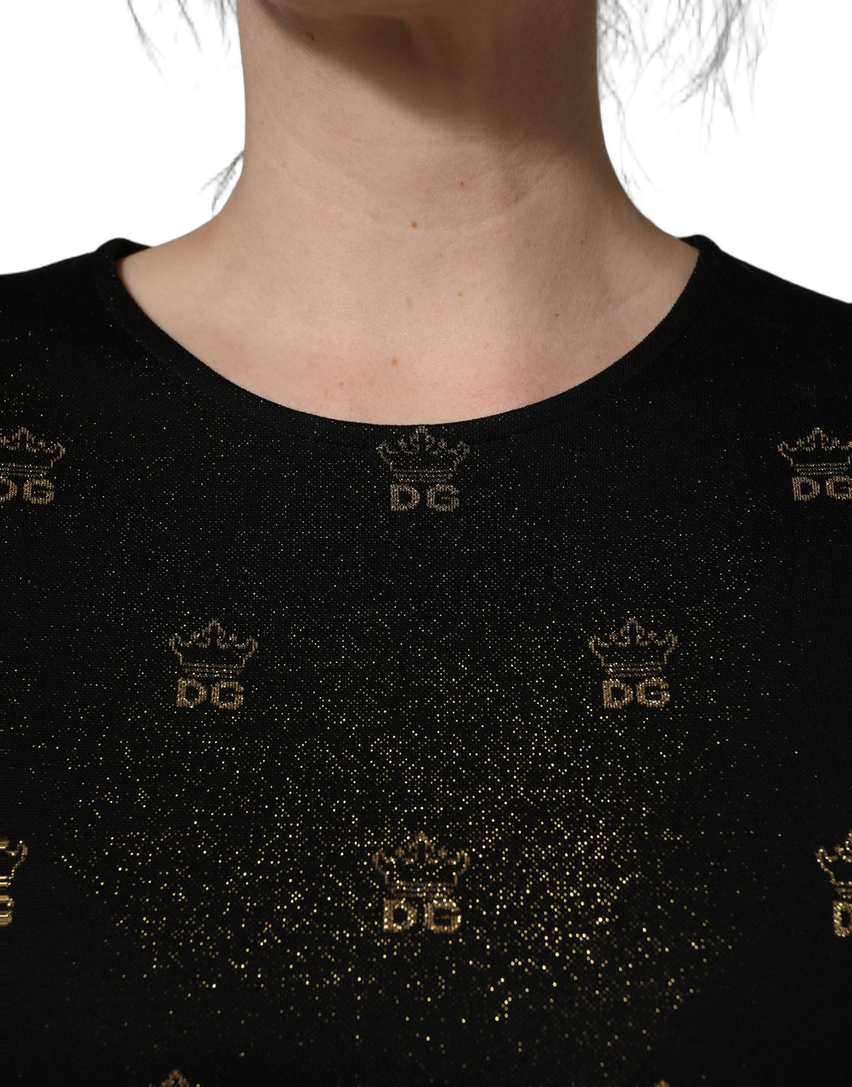 Dolce & Gabbana Black DG Crown Short-Sleeve Sheath Dress - Eljoys Fashion 