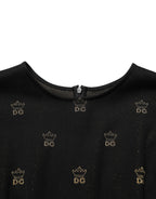 Dolce & Gabbana Black DG Crown Short-Sleeve Sheath Dress - Eljoys Fashion 
