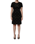 Dolce & Gabbana Black DG Crown Short-Sleeve Sheath Dress - Eljoys Fashion 