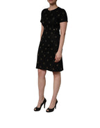 Dolce & Gabbana Black DG Crown Short-Sleeve Sheath Dress - Eljoys Fashion 