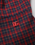 Dolce & Gabbana Red Black Checkered ShortSleeve Sheath Dress