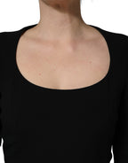 Roberto Cavalli Black Long Sleeves Scoop Neck Mini Dress