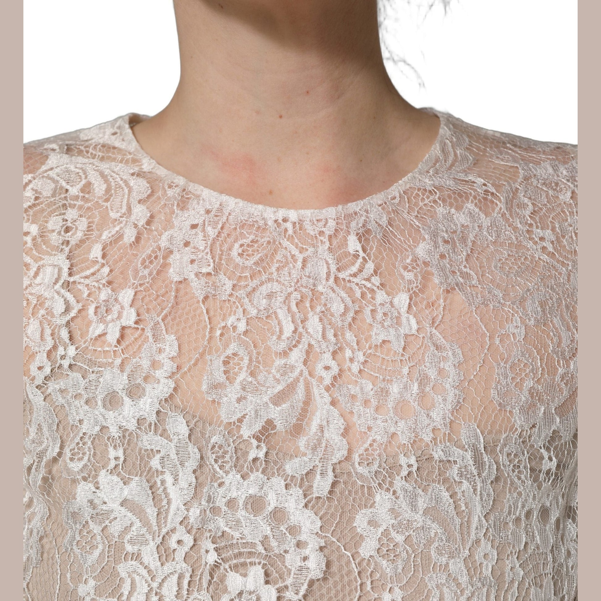 Dolce & Gabbana White Lace Top Embellished Black Skirt Dress
