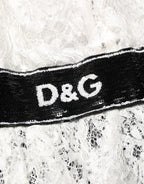 Dolce & Gabbana White Lace Top Embellished Black Skirt Dress